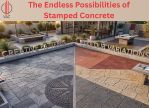 Stamped Concrete Customisation Cover Image showing patterns & colour options